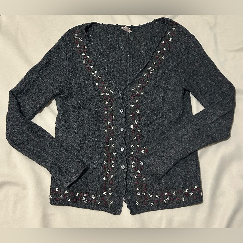 Vintage High Sierra Floral Embroidered Cardigan - XS